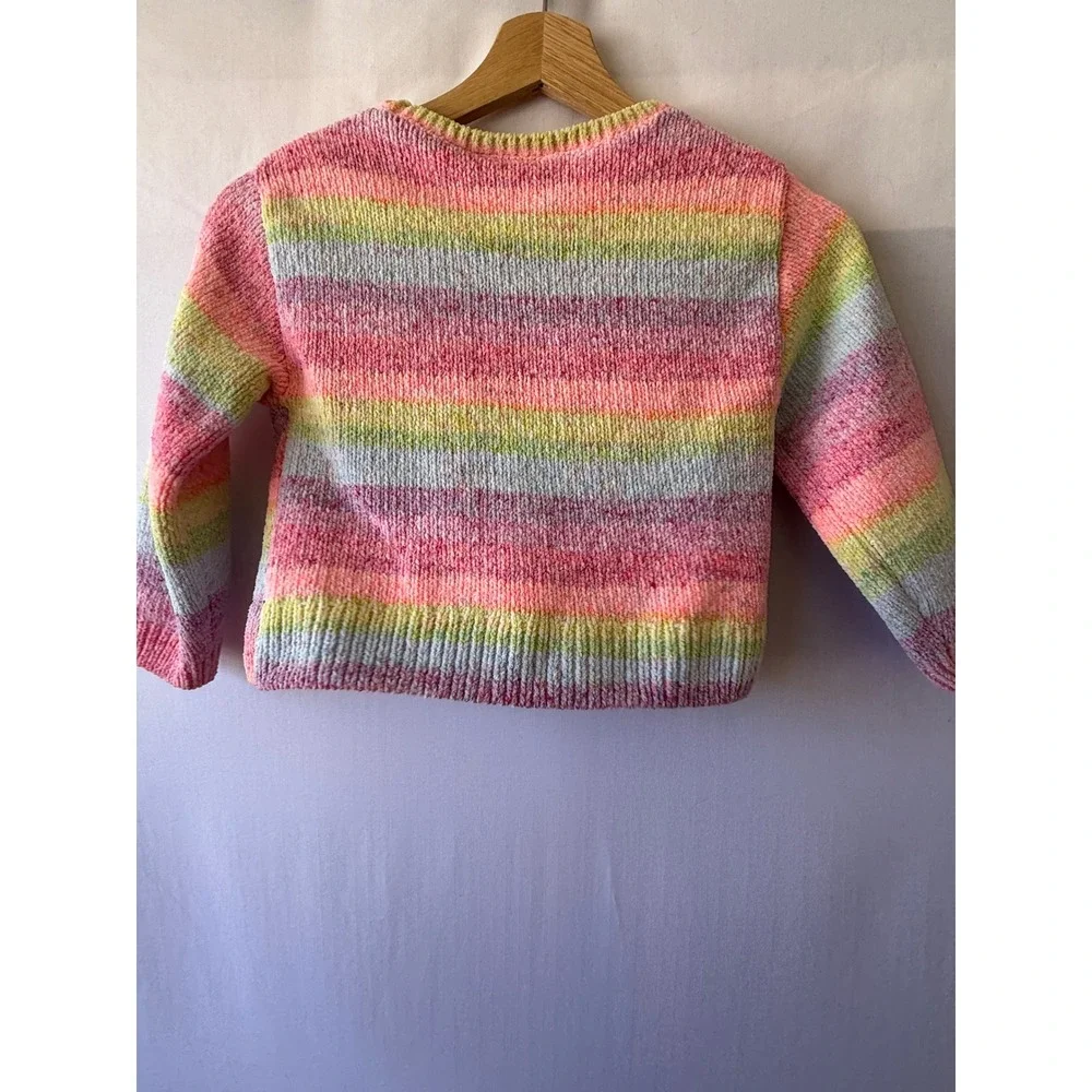 The Children's Place Girls Rainbow Stripe Sequin Star Knit Sweater Size 5/6 S